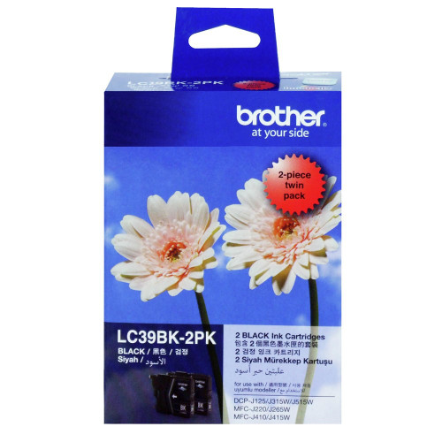 BROTHER LC-39 ORIGINAL BLACK INK CARTRIDGE 2 PACK Suits DCP J125 / J315W / J515W / MFC J220 / J265W / J410 /J415W / DCP J140W
