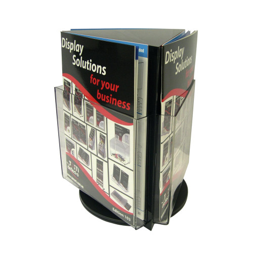 DEFLECT-O BROCHURE HOLDER A4 Counter Top Rotating Black