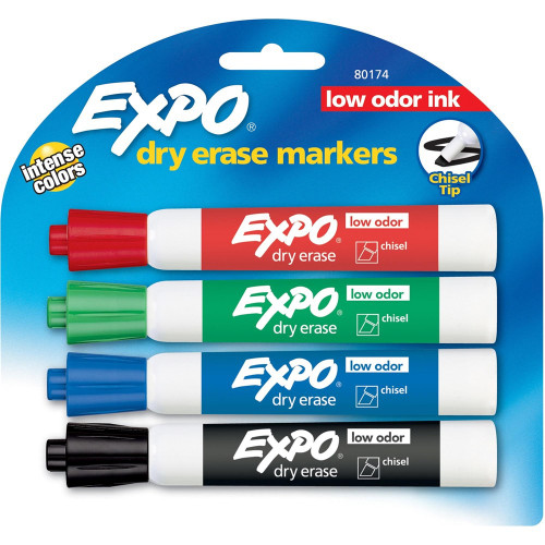 EXPO WHITEBOARD MARKER Chisel Tip Assorted Wallet of 4 AP013213