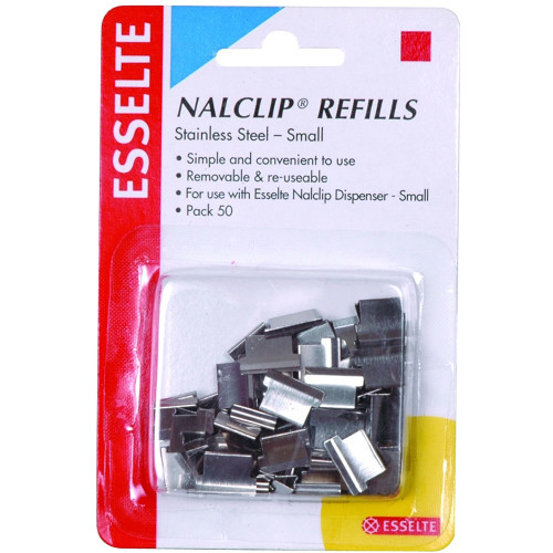 ESSELTE NALCLIP REFILLS Small 10x9x3mm 15 Sht Cap. (Pack of 50)