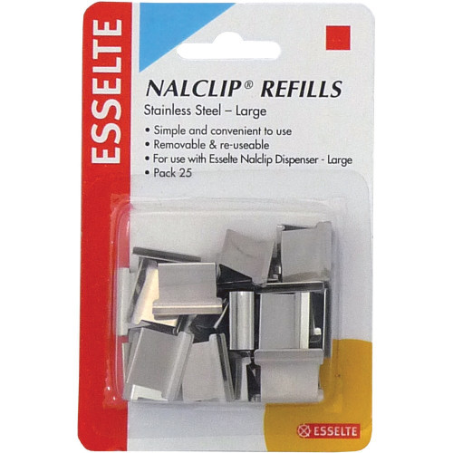 ESSELTE NALCLIP REFILLS Large 15x13x6mm 60 Sht Cap. (Pack of 25)