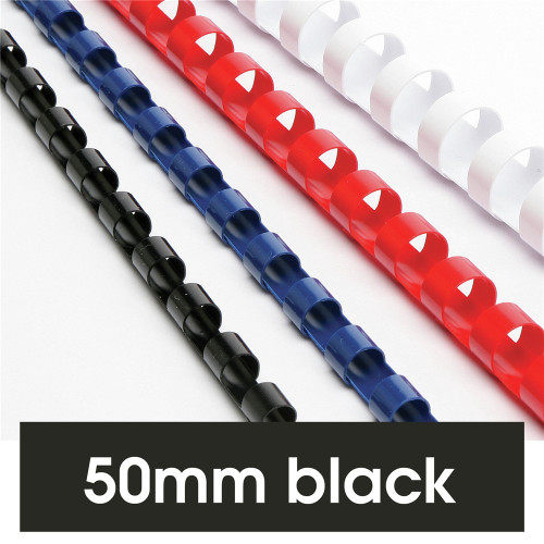 REXEL BINDING COMB 50mm 21 Loop 450Sht Cap Black PK50