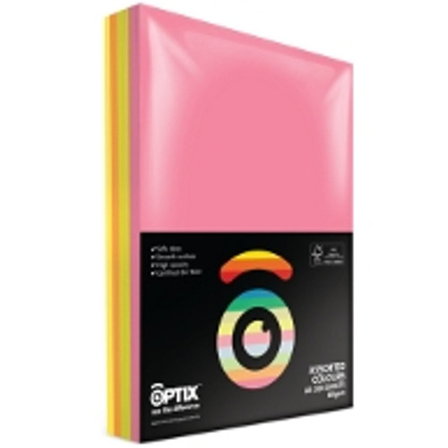 OPTIX TINTS RAINBOW ASSORTED PAPER A4 Flouro Colours Assorted, Pk500