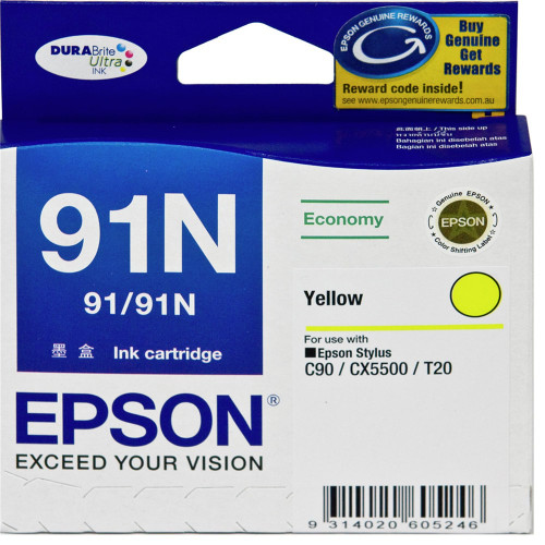 EPSON 91N YELLOW INK CARTRIDGE (C13T107492)
