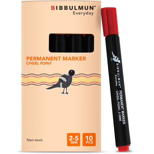 BIBBULMUN PERMANENT MARKER Chisel Red