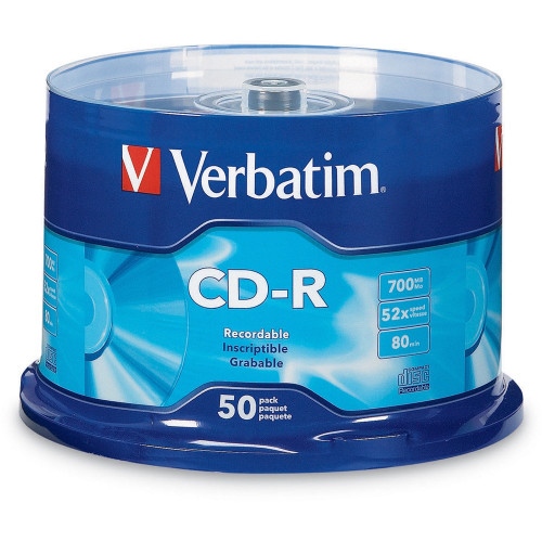 VERBATIM RECORDABLE CD SPINDLE CD-R 80min 700MB 52X Pk50