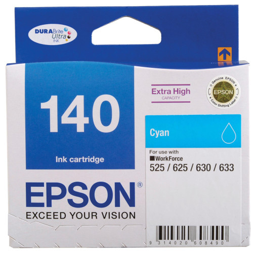EPSON 140 ORIGINAL CYAN EXTRA HIGH YIELD INK CARTRIDGE Suits Workforce 525 / 625 / 630 / 633 / 840 / 60