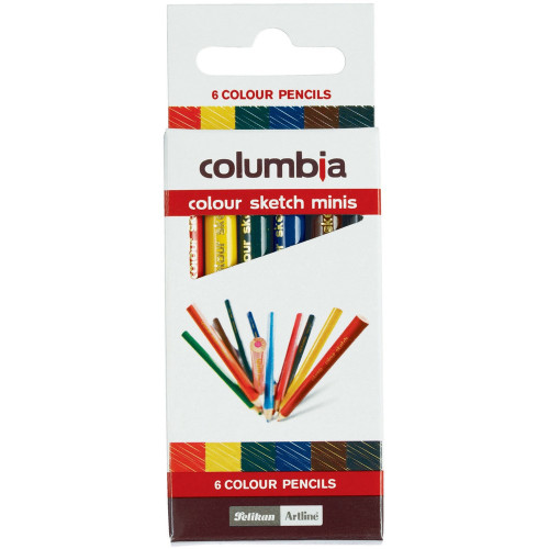 COLUMBIA COLORSKETCH PENCILS Half Length Assorted Pk6