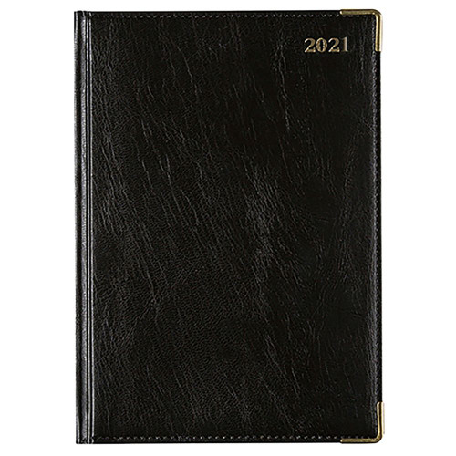 CUMBERLAND CORPORATE DIARY A5,Day to Page,Leatherette Black (2024)