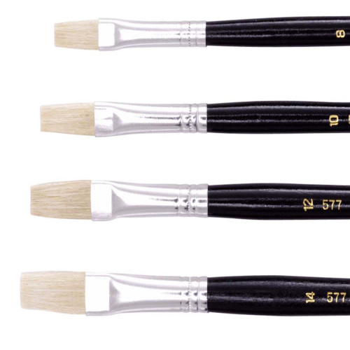 Jasart Hog Bristle Series 577 Flat Brush Size 0 Pack of 12