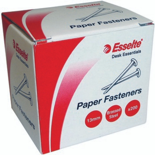 ESSELTE PAPER FASTENER STEEL 13mm BX200 BRASS