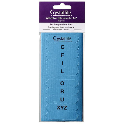 CRYSTALFILE TAB INSERTS A-Z Blue, Pk60