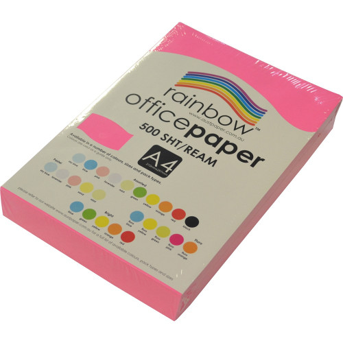 RAINBOW 80GSM OFFICE PAPER A4 Fluoro Pink Ream of 500