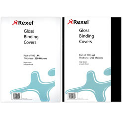 REXEL BINDING COVERS A4 250gsm Gloss Pk100 White