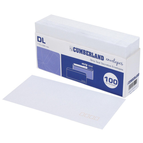CUMBERLAND RETAIL ENVELOPE DL Strip Seal Sec P/Code 80g (Pack of 100)