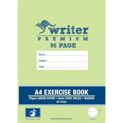 WRITER PREMIUM EXERCISE BOOK A4 96 Page - Green Paper