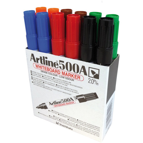 ARTLINE 500A WHITEBOARD MARKER Med Bullet 6 Colours Assorted BOX12