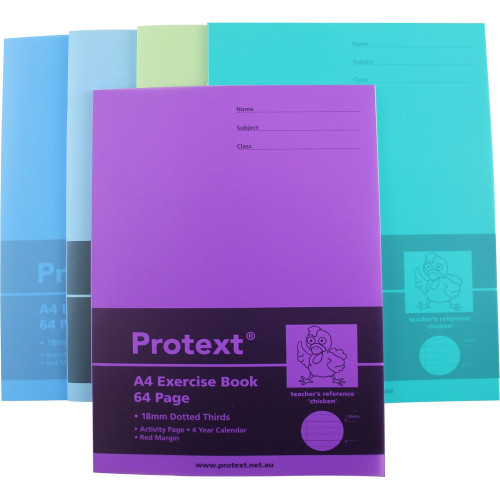 PROTEXT EXERCISE BOOK A4 64pgs 18mm Dotted Thirds - Chicken