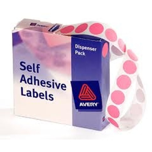 AVERY DISPENSER LABEL Circles DMC14P 14mm Pink, Pk1050