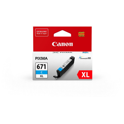 CANON CLI671XLC INK CARTRIDGE CYAN XL Suits Canon Pixma MG5760 / MG5765 / MG6860 / MG6865 / MG6866 / MG7760 / TS5060 / TS6060 / TS8060 / TS9060 / MG7766