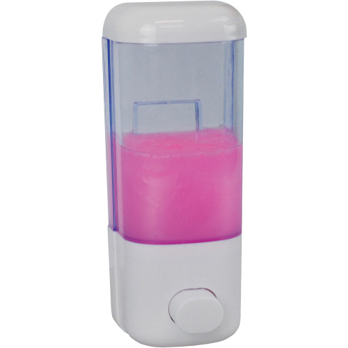ITALPLAST Liquid Soap Dispenser 600mL - White / Clear Cylinder, Each