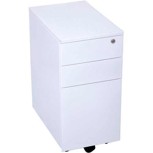 STEEL STORAGE SLIMLINE METAL Mobile Pedestal, White China,1 file 2 box drawers
610mm H x 300mm W x 475mm D - 2 Personal Drawers - 1 File Drawer