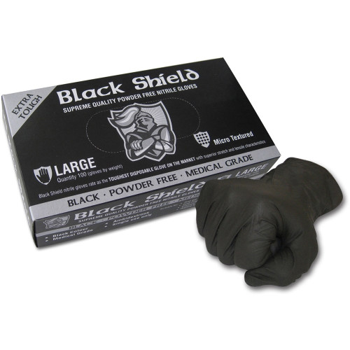 MAXISAFE DISPOSABLE GLOVES Black Shield Nitrile Extra Heavy Duty Unpowdered, L, Pk100 ** While Stocks Last **