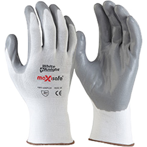 MAXISAFE SYNTHETIC COAT GLOVES White Knight Foam Nitrile Glove Extra Small