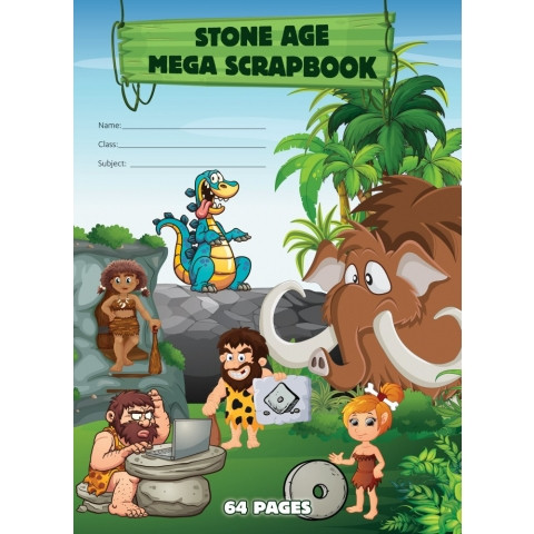 STONE AGE MEGA SCRAP BOOK 64 PAGE BOARD COVER 330MM X 240MM 70GSM
