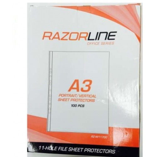 RAZORLINE A3 SHEET PROTECTORS PORTRAIT PKT 100