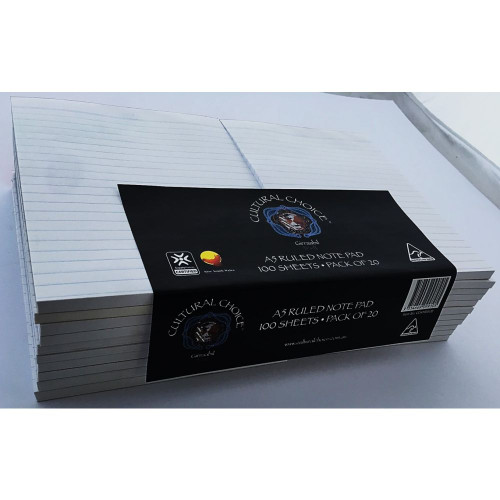 A5 100 SHEET BANK OFFICE PADS RULED PK 20