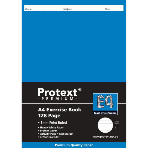 PROTEXT A4 EXERCISE BOOK RULED 8MM 128PG + MARGIN