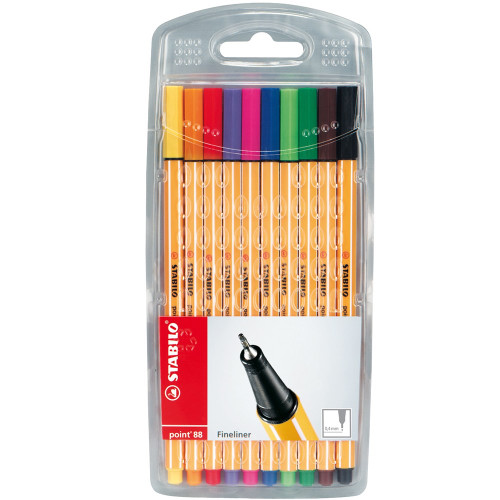 STABILO POINT 88 FINELINER 0.4mm Assorted, Wlt10