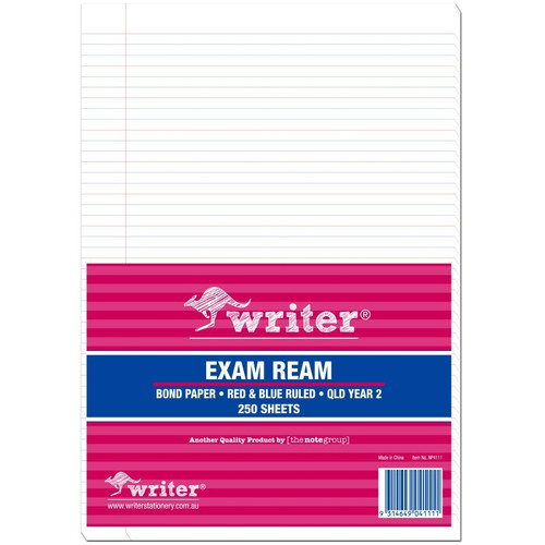 REAM A4 QLD YEAR 2 RULED PORTRAIT 250 SHEETS