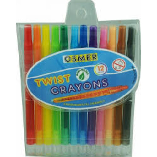 OSMER TWISTY CRAYONS JUMBO 12 COLOURS ASSORTED WALLET
