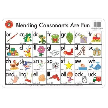 ** DISCONTINUED ** BLENDING CONSONANTS ARE FUN PLACEMAT