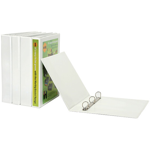 MARBIG ENVIRO INSERT BINDERS Clearview A4 3D Ring 65mm Wht