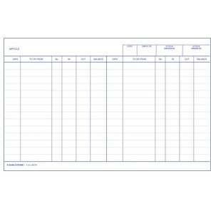 STOCK CARD DATE/IN/OUT/BALANCE Cards - 5 x 8 (Pack of 100)