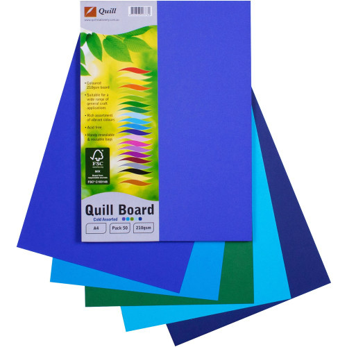 QUILL XL MULTIBOARD A4 210GSM ASSORTED COLD (Pack of 50)