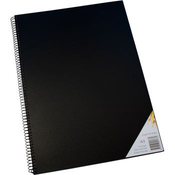 Quill Visual Art Diary PP 110gsm A3 120 Pages - Black (SWVA3)