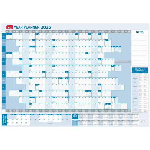 SASCO WALL YEAR PLANNER STANDARD 610 X 870mm (2026 - While Stocks Last)