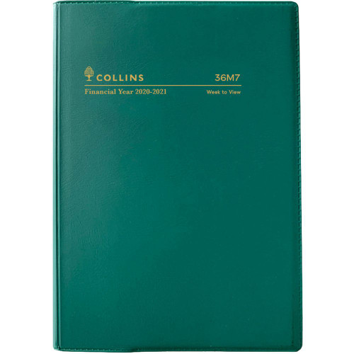Collins Financial Year Vinyl Diary A6 Week to Opening Green (2024-2025)