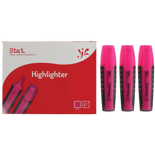 STAT HIGHLIGHTER CHISEL 2-5MM Tip Rubberised Grip Pink