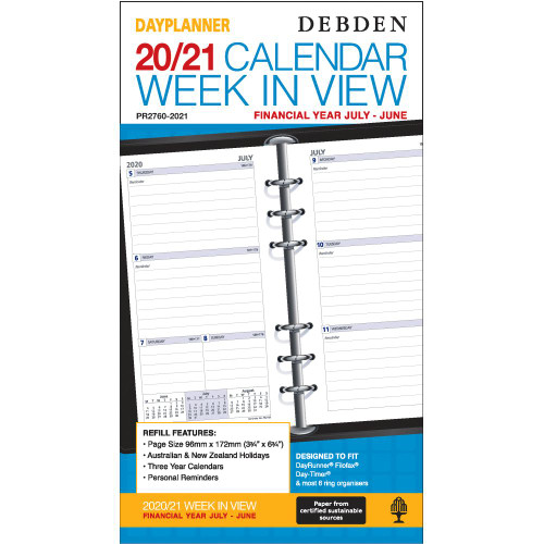 DEBDEN FINANCIAL YEAR PERSONAL DAYPLANNER REFILL Weekly (2026-2027)