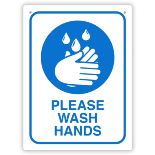 DURUS HEALTH AND SAFETY SIGN Wall Sign Please Wash Hands Blue and White