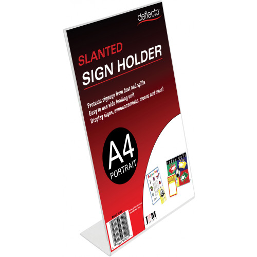 DEFLECT-O SIGN/MENU HOLDER A4 PORTRAIT SLANTED