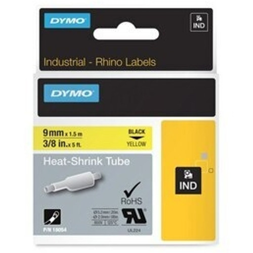 DYMO RHINO HEAT SHRINK TUBE 9MM X 1.5M YELLOW