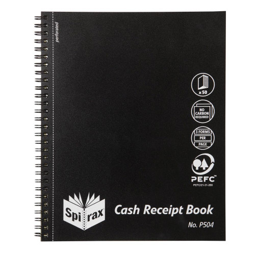 SPIRAX P504 BUSINESS BOOK Side Opening Cash Receipt Quarto *** While Stocks Last ***
