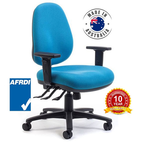 DELTA PLUS COMFORT CHAIR DUO STANDARD SPLIT MEDIUM BACK 3 LEVER BLACK WITH ARMS