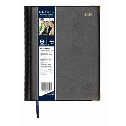 DEBDEN ELITE A4S EXECUTIVE DIARY DAY PER PAGE PVC BLACK